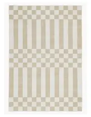 [Miss Amara] Anette Checkered And Striped Rug in Beige/White