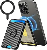 MILPROX Magnetic Wallet with Metal Ring Sticker - 3 Card Slots, Compatible with MagSafe, Magnetic Card Holder for iPhone 15/14/13/12 and Select Samsung/Google Phones…