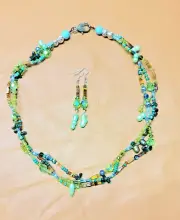 artisan jewelry set necklace earrings pearl peridot magnesite