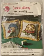 Vintage Paragon Creative Stitchery Pin Cushion Kit Turtle#322 Gold Fringe Easy