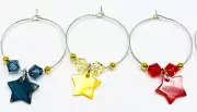 7X Shell Star Wine Glass Ring Crystal Alloy Enamel Charm Wine Glass Markers -632