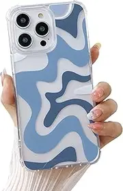 Ginkgonut Compatible with iPhone X/iPhone Xs Case - Fashion Simple Cute Wavy Pattern Case for Women Girls - Soft TPU+Hard PC Protection - Blue
