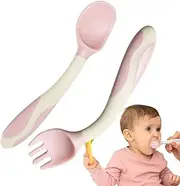 Baby Fork and Spoon | Bendable Training Spoon and Fork - Flatware First Stage Utensils Set for Weaning Solid Food Feeding Children Kids Girls Boys