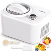 1 Quart Auto Ice Cream Maker with Compressor, No Pre-freezing, 3 Modes Gelato...