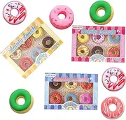 FAINCA Pack of 18 Children's Erasers, PVC Free Safe Eraser, Beautiful Doughnut Eraser, Sweet Colours Erasers, Kawaii Erasers for Children, Students, School, Office Supplies, Stationery