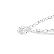 Italian Made Silver Cz 18.5cm Heart Padlock Bracelet in Clear