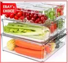 10Pack Refrigerator Organizer Bin Stackable w/Lid Clear Food Storage Container