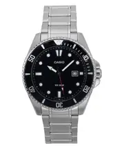 Casio Stainless Steel Black Dial Japan Mov't Quartz MDV-107D-1A1 200M Mens Watch