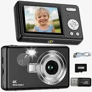 Digital Camera, Compact Digital Cameras for Beginner Kids 1080P 44MP Vlogging Camera with Anti Shake Portable Rechargeable Camera with 32GB Memory Card