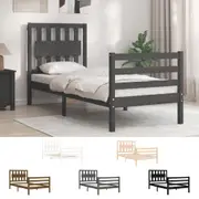 Bed Frame Slat Bed Base Mattress Foundation with Headboard Solid Wood vidaXL