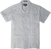 [OmegaTux] Kids Boys Guayabera Short Sleeve Cuban Shirt Wedding Beach Baptism-Juniors