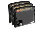3 Pack Colourhide Zipit PP Expanding File Folder 7 Pocket A4 Black