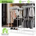 Adjustable Garment Rack Closet Storage Shelf Clothe Shoe Organizer w/Hanging Rod