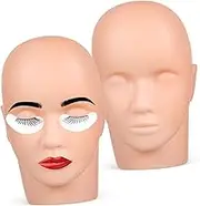 2 Pcs Fake Head Model Lash Extension Mannequin Head Practice Makeup Face Makeup Practice Head Lash Extension Practice Tool Makeup Mannequin Head Lash Mannequin Beige