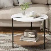 Cedric Round Coffee Table Side Table Round White