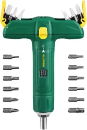 1/4" Torque Wrench Set, 12-Piece S2 Steel Bits, T-Handle Design, 15-75 In-Lbs, S