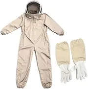 Poemtian Bee Suit for Men and Women,Full Beekeeping Suit with Beekeeping Gloves and Hood for Professional Beekeepers and Beginners (XL)