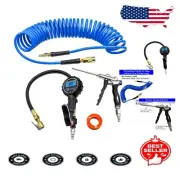 Versatile Air Compressor Accessories Set – 1/4" x 25' Hose with Inflator & Gauge