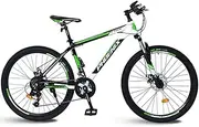 Mountain Bike, 26"Foldable High Carbon Steel Frame Double Disc Brake Bicycle 24 Speed Double Shock Absorption Men and Women Variable Speed Mountain Bike,Green