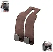 Car Seat Back Double Hook - Suede Hook, New Car Seat Headrest Hook, Upgraded 2 in 1 Purse Hook for Car Seat, Car Back Seat Organizer /95(Brown)
