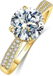 [BAGUTTA PAVONE] Moissanite Egagement Rings for Women, D Color VVS1 Moissanite Promise Ring 18K Gold Plated S925 Sterling Silver Wedding band for Women Moissanite Ring 1.5/2/3/4CT,Size 4-10