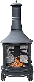 2 in 1 Fire Pit for Garden, Wood Burning Fire Pits for Outside with Mesh Spark Screen Doors, Patio Firepit for Patio Backyard BBQ Camping Picnics for Patio, Picnic, Party Grill 75x75x174