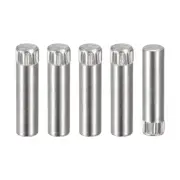 6x25mm 304 Stainless Steel Dowel Pins, 5Pcs Knurled Head Flat End Dowel Pin