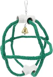 Kisangel Parrot Cotton Parrot Hanging Hamster Umbrella Bird Feeder Woven Hammock Hanging Bird Bath Small Bird Caged Bird Cage Swing Green Cotton Rope