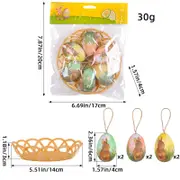 GGP Brown Rabbits Five Sets Of Six Each Easter Egg Hanging Ornament Set With Creative Woven Basket Festive Decor For Home Scenes