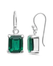 MaxColor Silver 4.60 ct. tw. Lab-Grown Emerald Drop Earrings