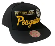Mitchell & Ness Retro Pittsburgh Penguins Black Adjustable Snapback Hat Cap OSFM