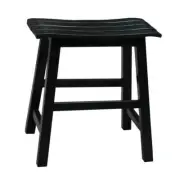 International Concepts Bar Stool 18" Solid Wood Backless w/ Foot Rest Black