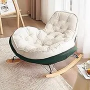 VERYMUSH Rocking Chair Modern Deerskin Velvet High Back Indoor Outdoor Rocking Chair,Comfy Relaxed Rocking Chairs for Adults for Bedroom Living Room(Green)