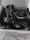 NEW saint laurent black patent leather cat boots size 37