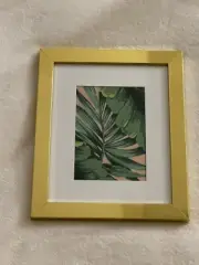 Tropical Leaves Fabric in Gold Picture Frame Wall Art Decor Gallery Shabby Chic
