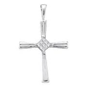 14k White Gold Princess Diamond Cross Pendant 1/10 Cttw