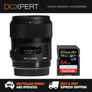 SIGMA 35MM F/1.4 DG HSM ART LENS FOR PENTAX (4340961) + BONUS SD CARD