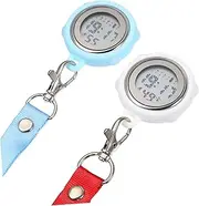 CORHAD 2 Pcs Stopwatch Timers Retractable Waterproof Digital Watch Watches for Women Watch Digital Pocket Watch Lanyard Timer Nurse Fob Clip Watch Buckle Book Light Clip Alarm Alloy