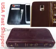 Vintage Antique BOOK Leather Cover Wallet Case Samsung Galaxy S7 S6 S5 Note 5 4