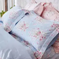 在飛比找momo購物網優惠-【伊德生活】埃及棉床包枕套組 田園玫瑰藍 加大(埃及棉、床包