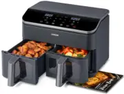 9Qt 8-in-1 Dual Air Fryer, Fresh Balanced Meals for Family and Children with Dou