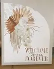 "WELCOME FOREVER" Canvas Painted Table Art Picture Home Decor 10"x8" NANTUCKET