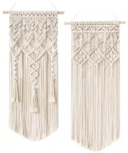 Mkono 2 Pcs Macrame Woven Wall Hanging Boho Home Chic Bohemian Geometric Art