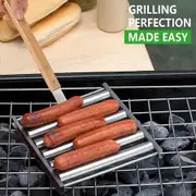 1pc Stainless Steel Hot Dog Rack, Sausage Roller Rack, Detachable Roasted Sausage Rack, Rolling Outdoor Barbecue Grill Barbecue Tools