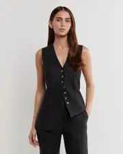 [Jag] Jag Women's Kayla Linen Vest In Black Size 14 14 Black
