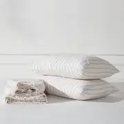 Rose Stripe Linen Sheet Set - 100% French Flax Linen, King / Rose Stripe