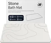 Stone Bath Mat Diatomaceous Earth Shower Mat Non-Slip Super Absorbent Diatomite Stone Mats for Bathroom Floor/Ktichen Cuonter Quick-Drying Easy to Clean (24''*16''White)