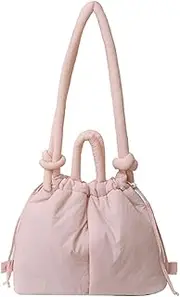 AZIDWERYQ Puffer Tote Bag for Women, Soft Puffy Backpack, Lightweight, Casual, Pink, 33*13*30cm (12.99*5.12*11.81in), Daypack Backpack