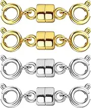 Qulltk Double Magnetic Necklace Clasps and Closures 14K Gold and Silver Bracelet Extender Jewelry Clasps Converters for DIY Jewelry Making