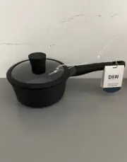 D&W Saucepan Casserole Pot NonStick With Lid 7 inch Small StockPot 1.9 Qt Black